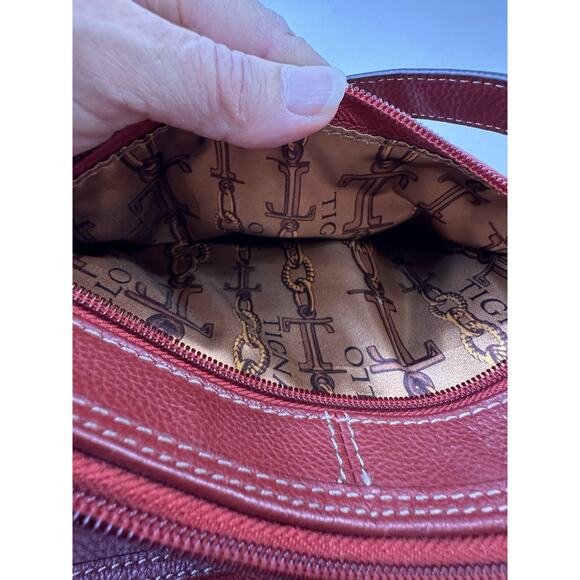 Tignanello Red Pebble Leather Crossbody Bag Built in Organizer Wallet Purse - Picture 11 of 15